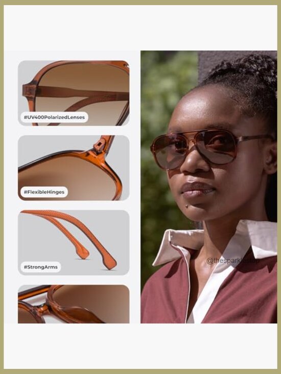 Polarized Aviator Sunglasses, Oversized UV Protection Shades, Retro Style main image 5